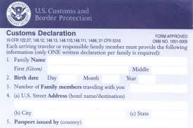US Customs form