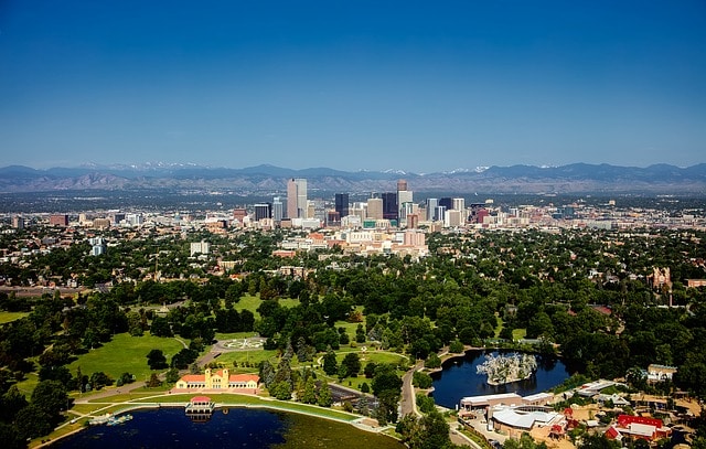 Vista aerea di Denver nello stato di Colorado
